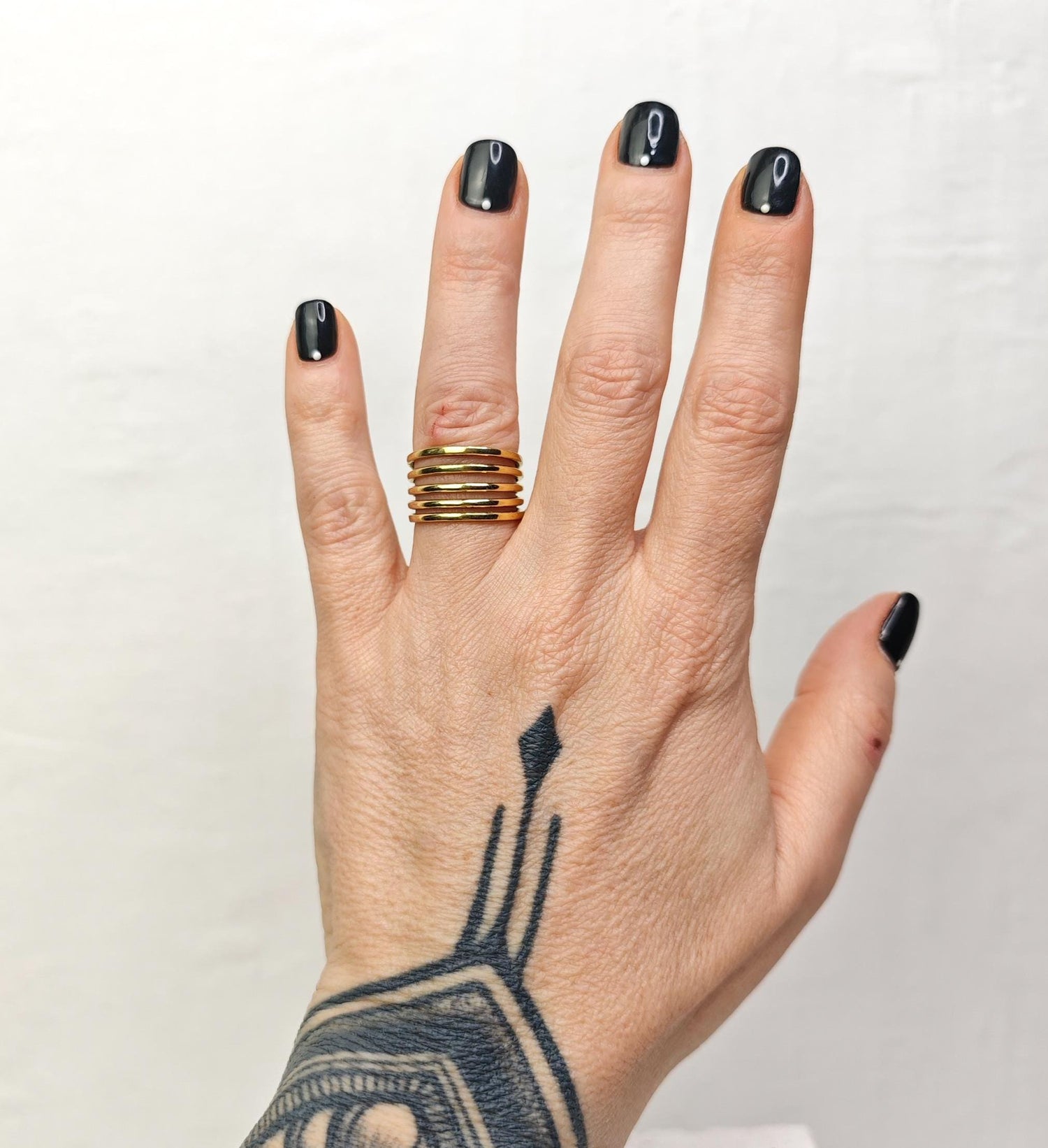 Bague large en laiton doré, bague réglable, bague dorée, bague multi-rangs minimaliste