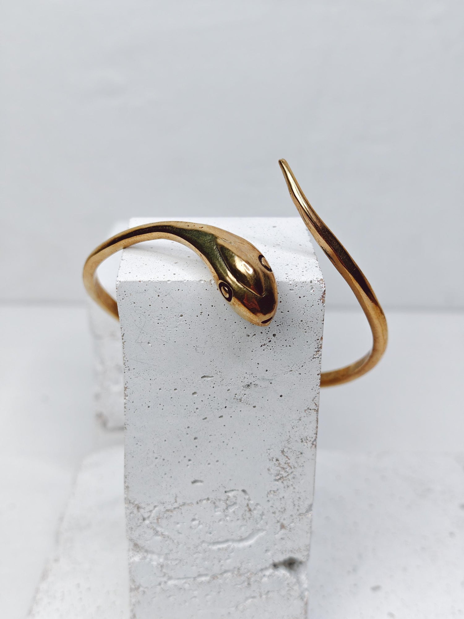 Golden adjustable snake bangle, brass snake bangle