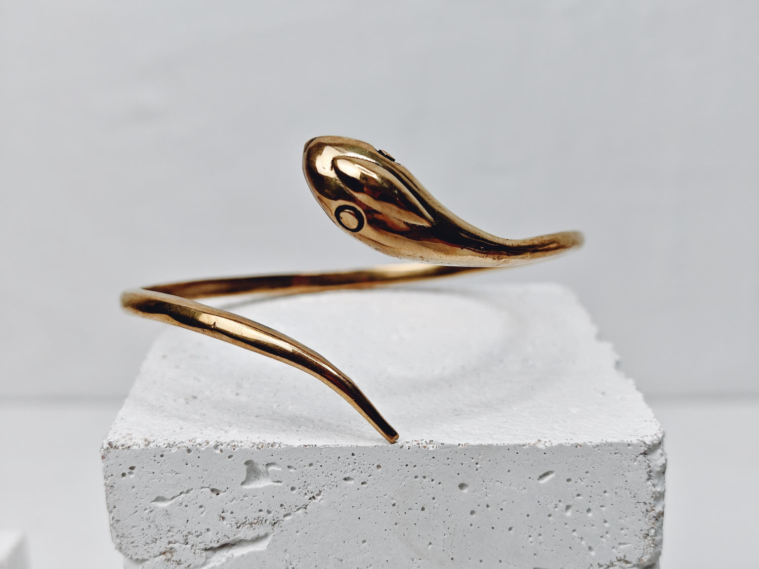 Golden adjustable snake bangle, brass snake bangle