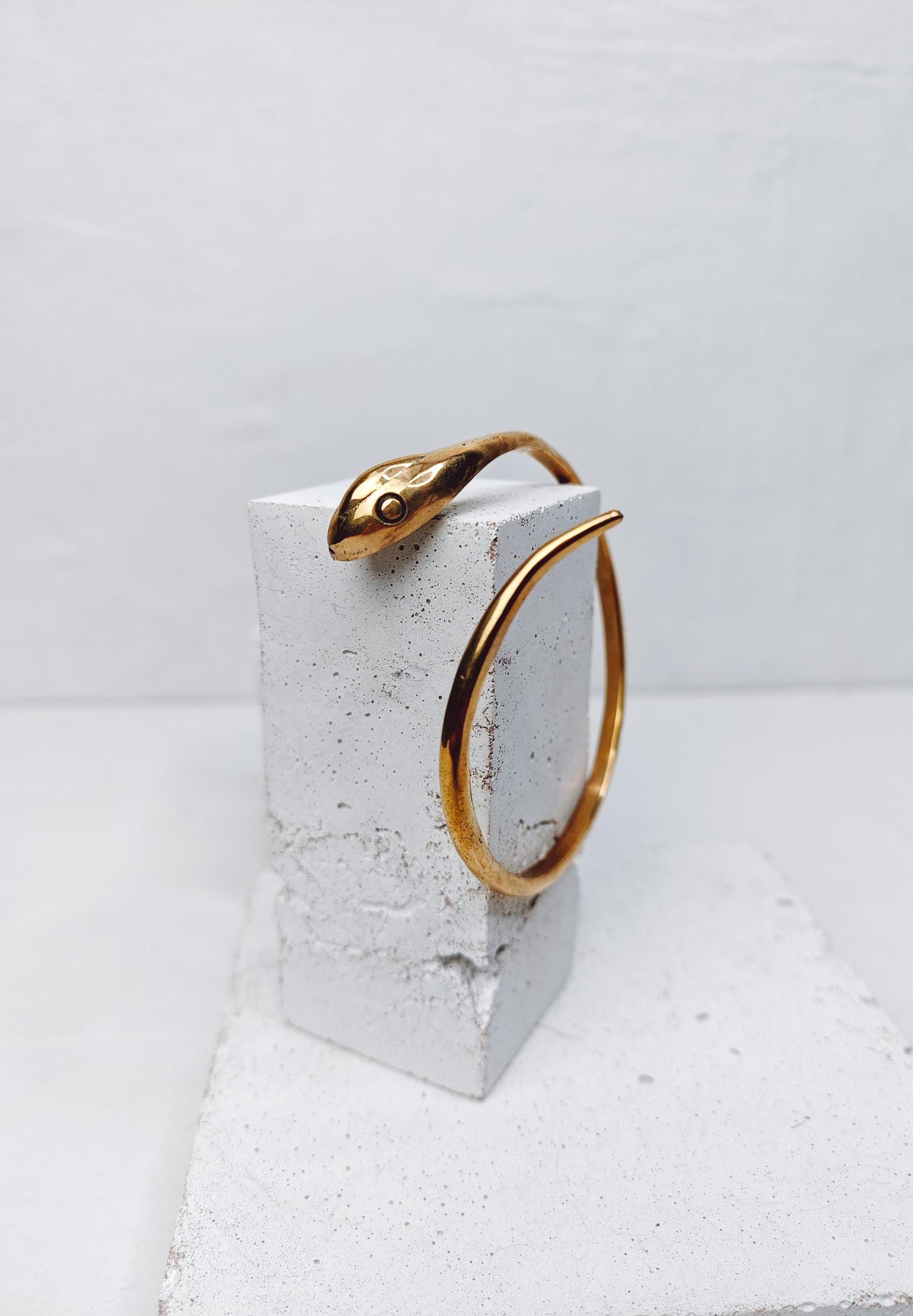 Golden adjustable snake bangle, brass snake bangle