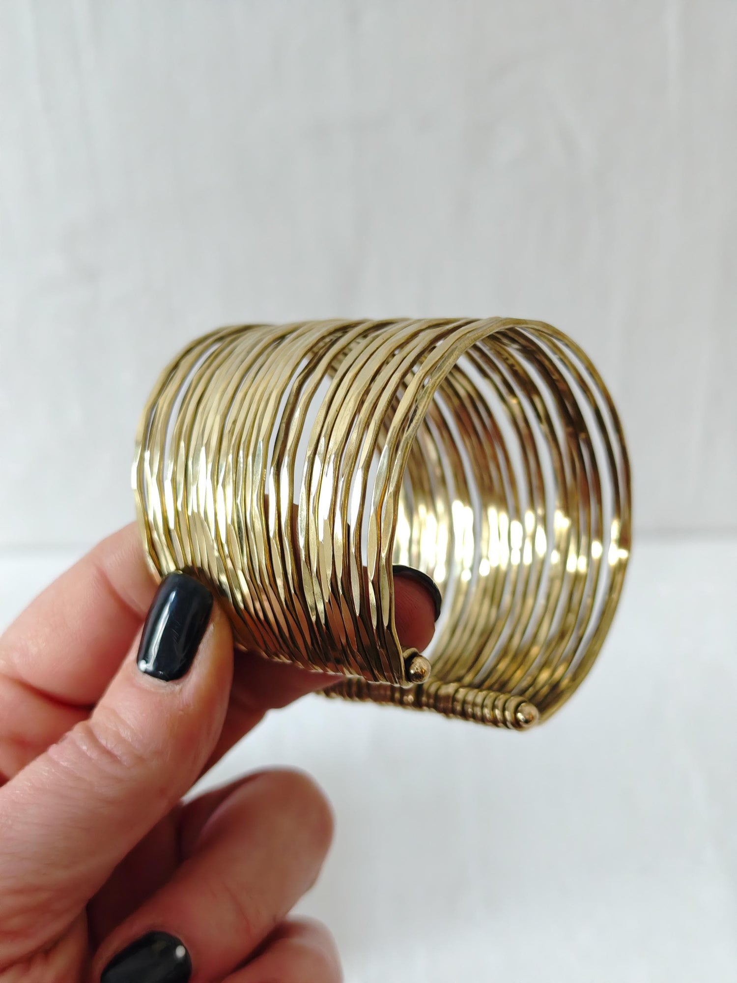 Bracelet manchette en laiton, bracelet en laiton doré, bracelet bohème large martelé