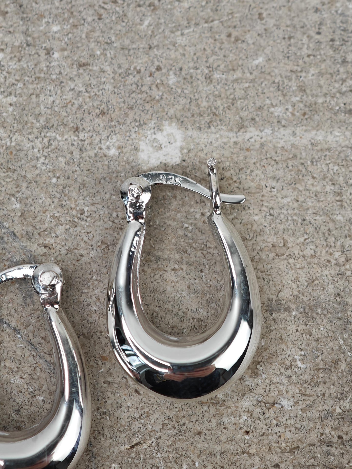 Breite kleine ovale 925 Silber Creolen 20 mm, Mini Sterlingsilber Creolen, Ohrringe aus 925 Silber