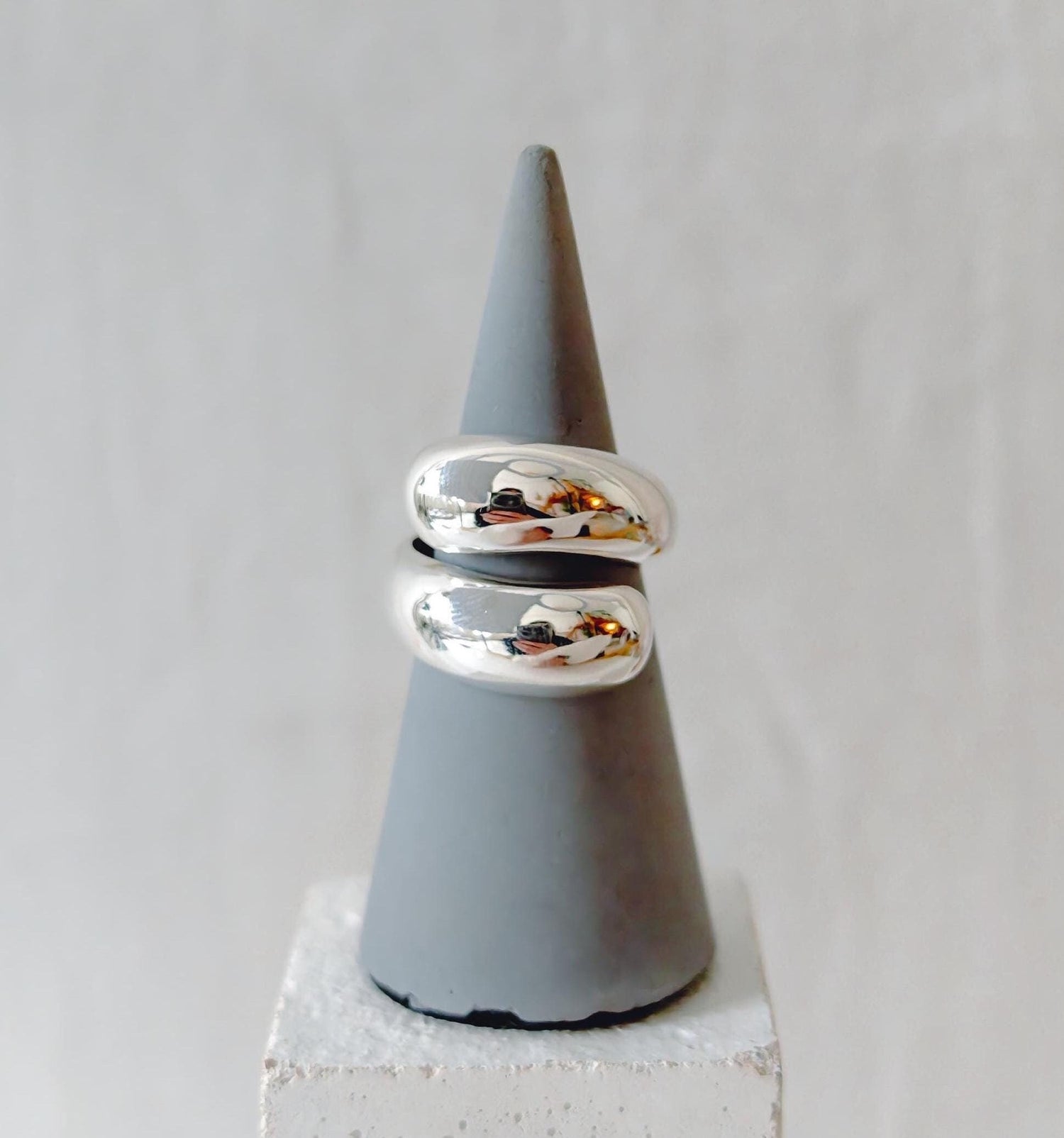 Bague minimaliste en argent 925, bague goutte, bague épaisse en argent, bague ouverte en argent sterling