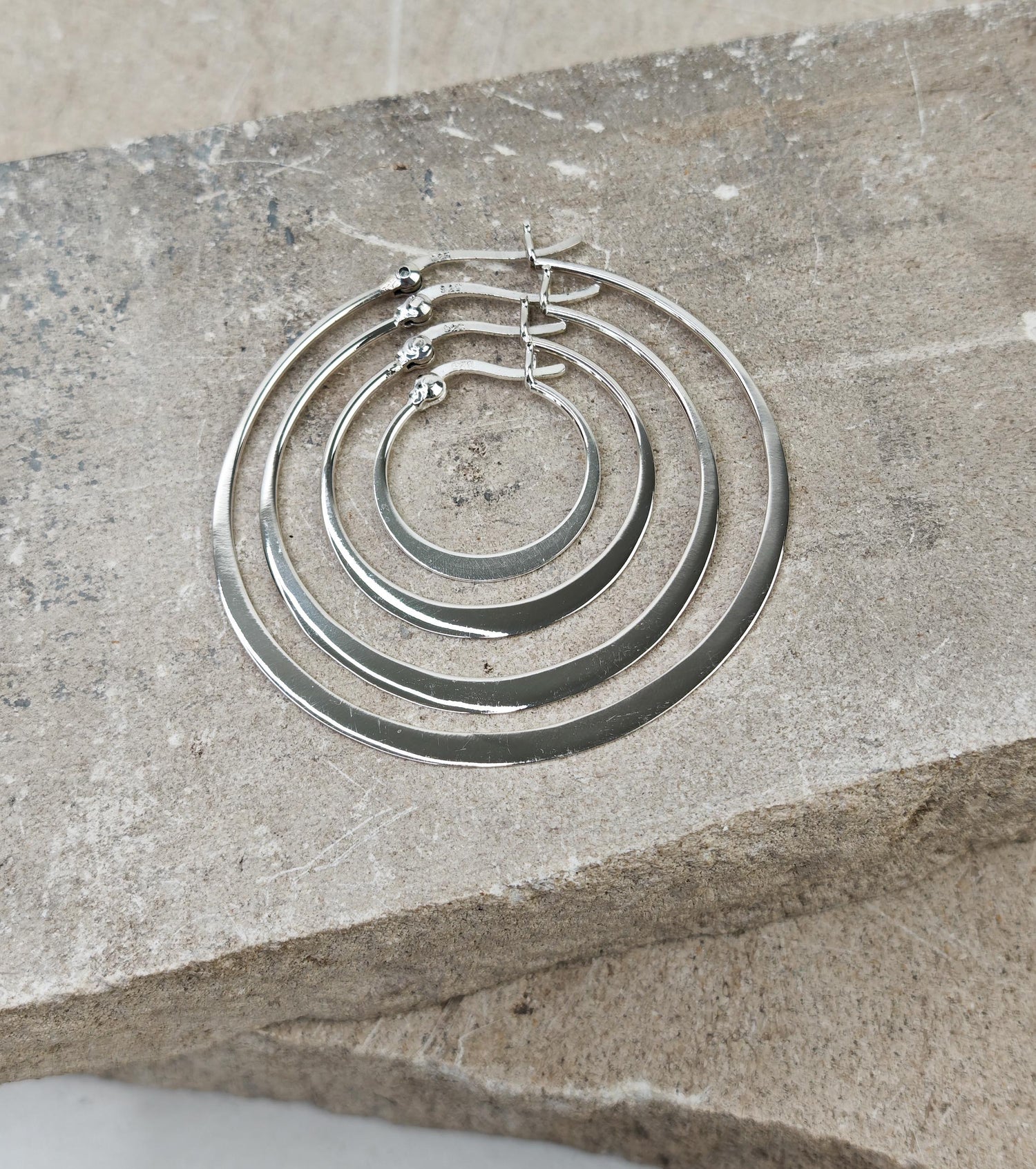 Créoles plates rondes en argent 925, créoles fines et minimalistes, créoles en argent sterling 925, 20, 30, 40 et 50 mm