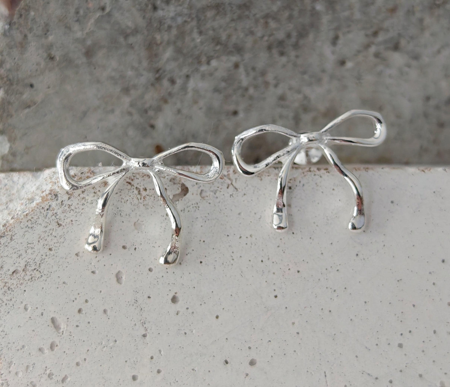 Bow earrings made of 925 silver, handmade, 'Bow' stud earrings