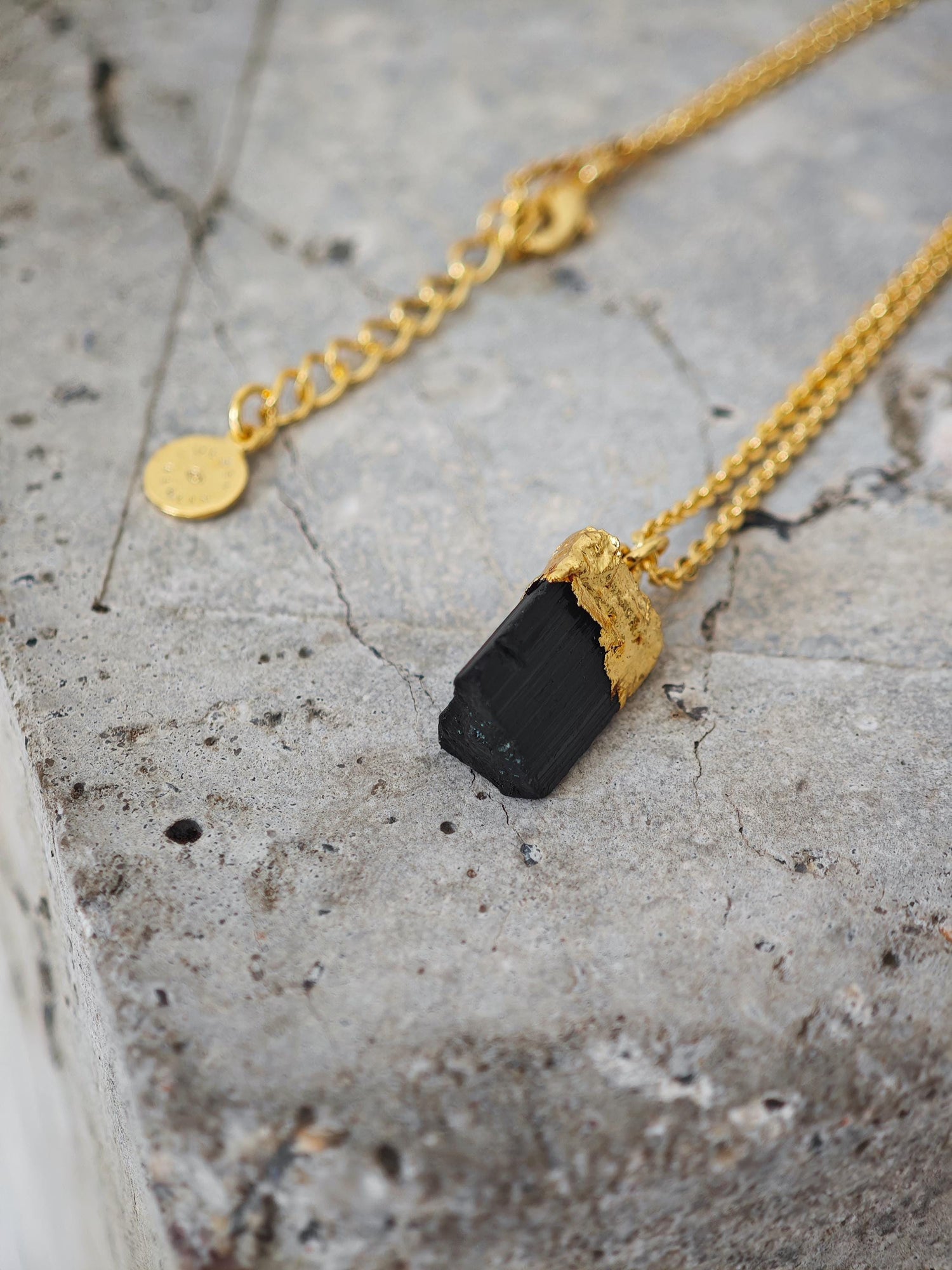 golden necklace with tourmaline pendant 18K gold plating, handmade gemstone necklace