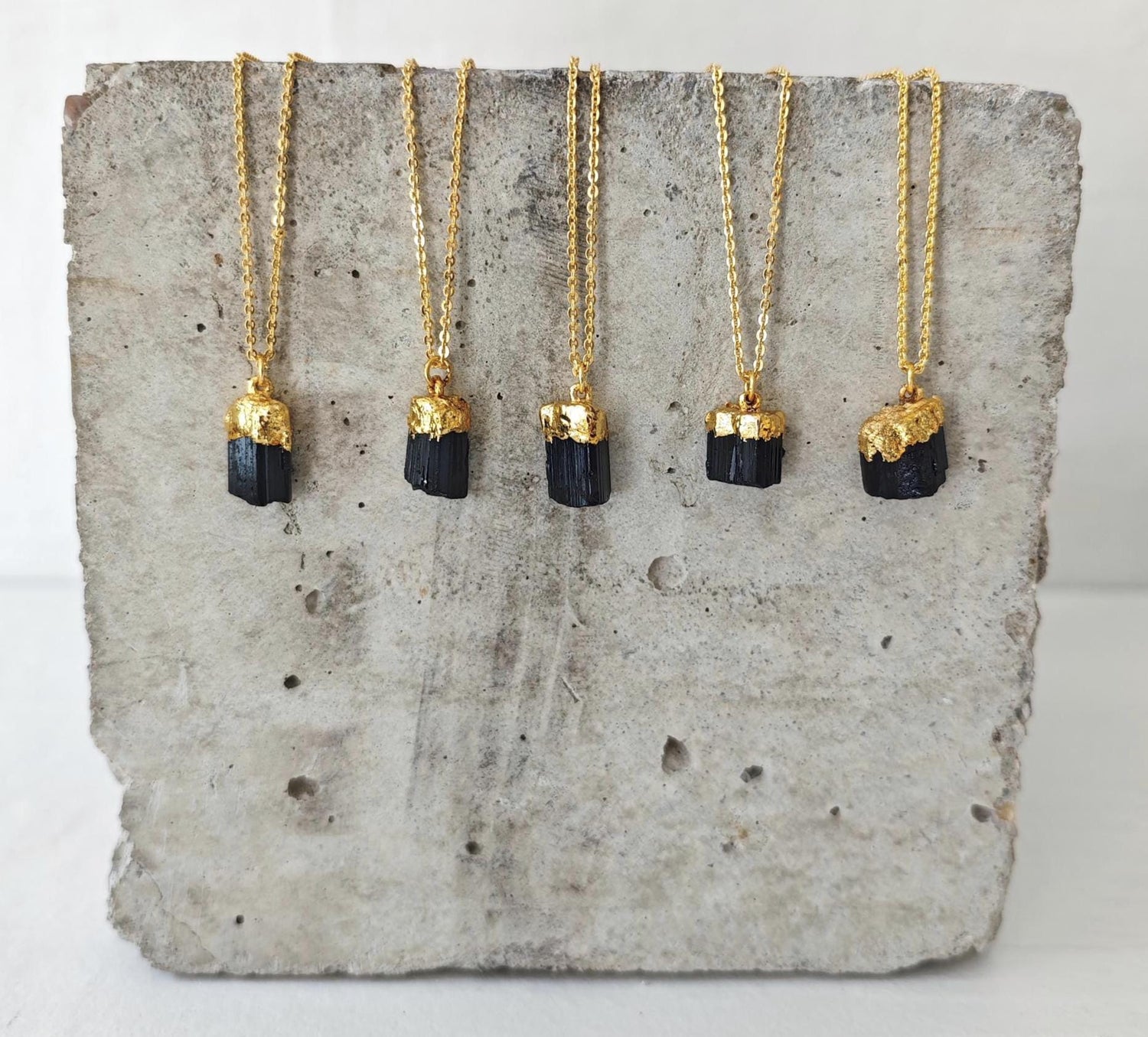 golden necklace with tourmaline pendant 18K gold plating, handmade gemstone necklace