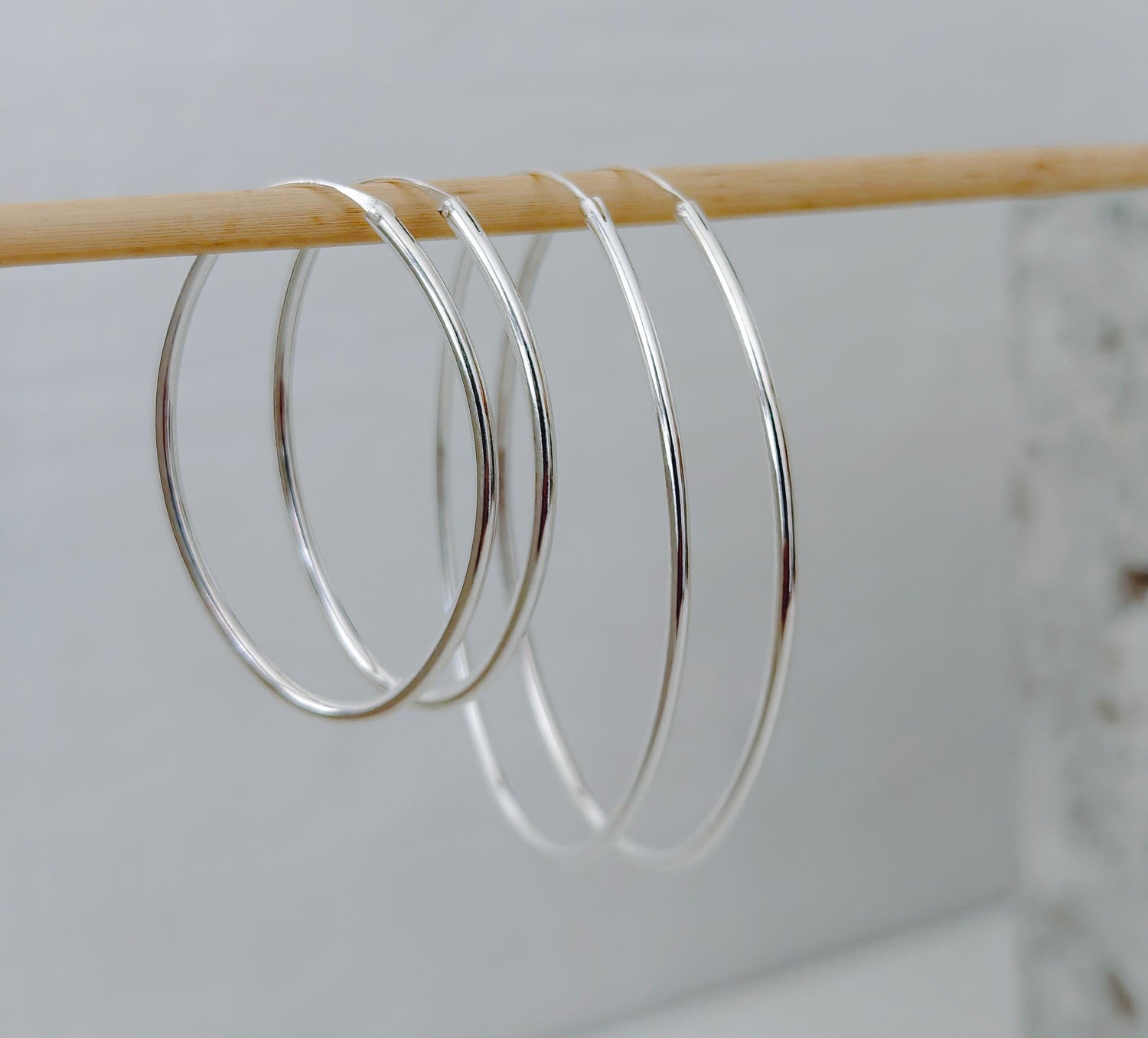 Oval hoop earrings made of 925 silver 45mm or 65mm, minimalist statement earrings oval