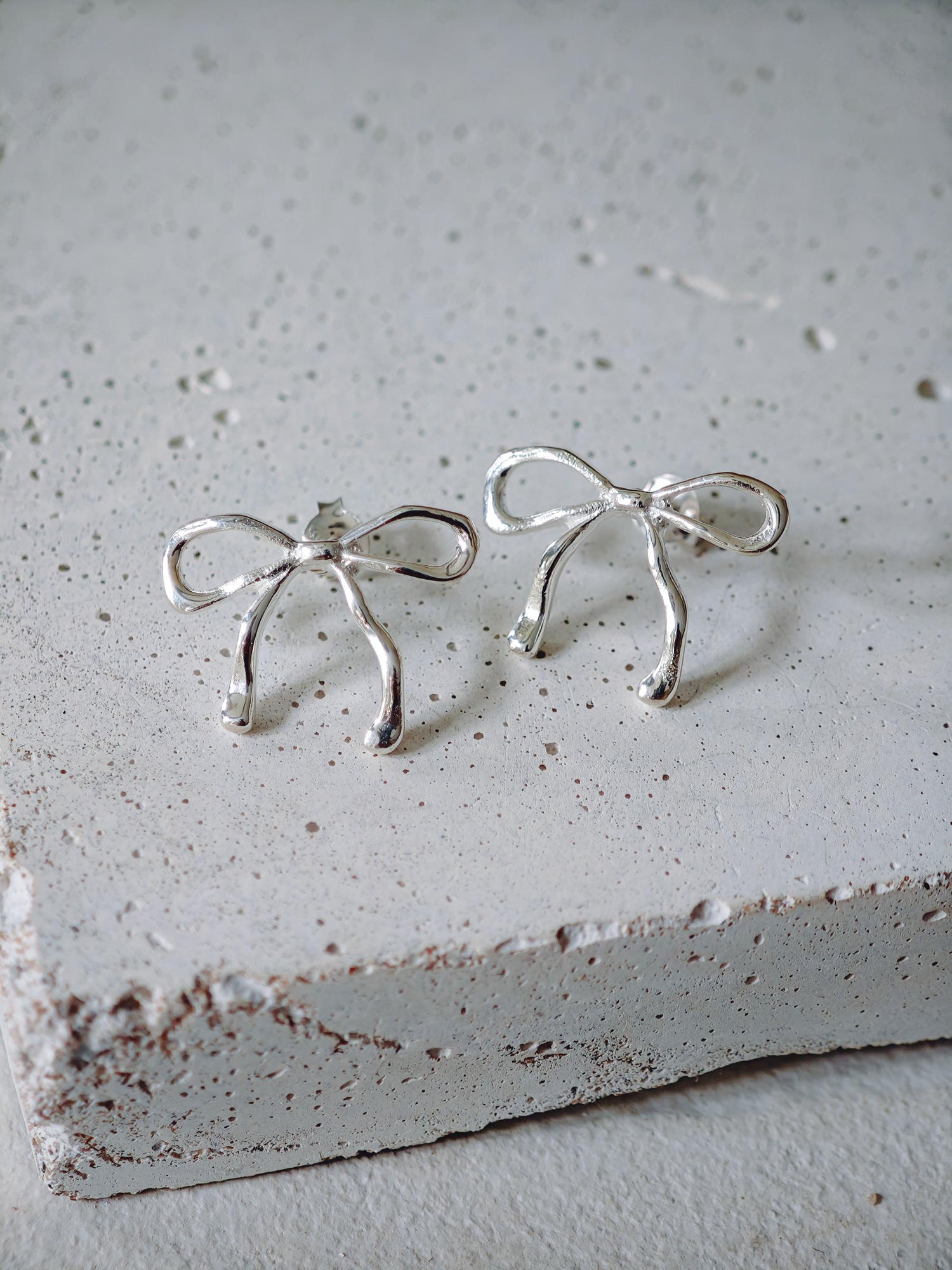 Bow earrings made of 925 silver, handmade, 'Bow' stud earrings
