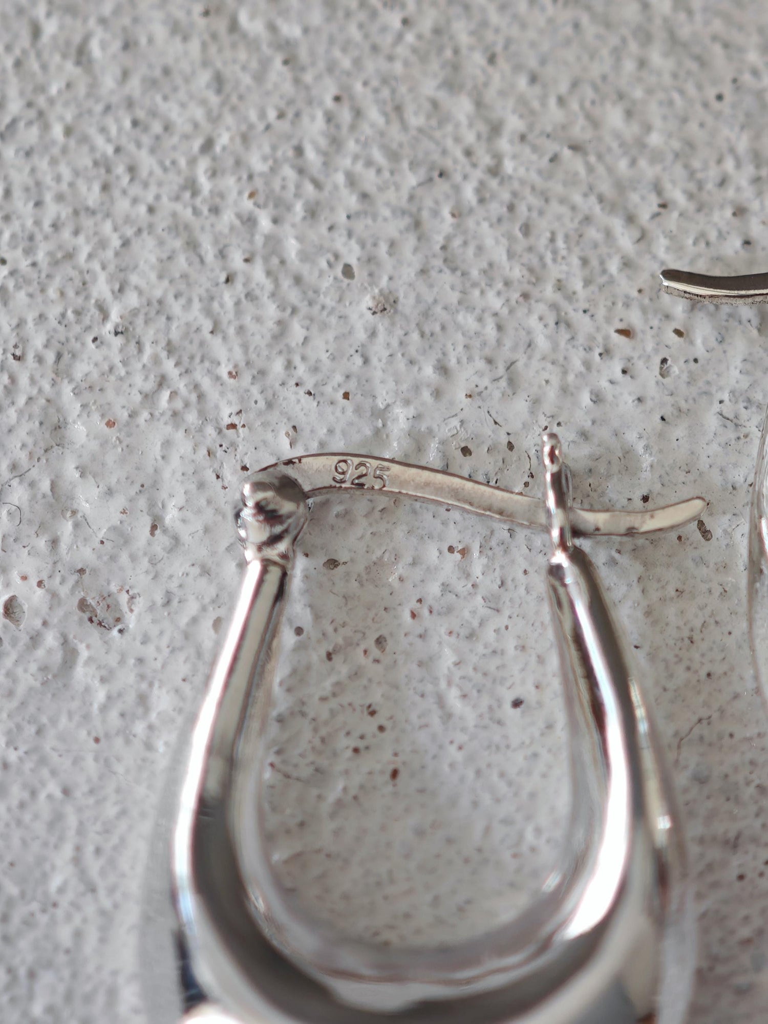 Wide small oval 925 silver hoop earrings 25 mm, drop earrings