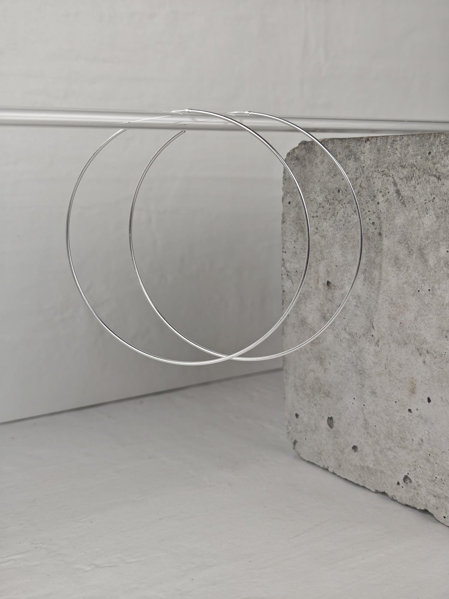 Extra Grosse Creolen 10cm aus Silber 925, XXL Minimalistische Ohrringe