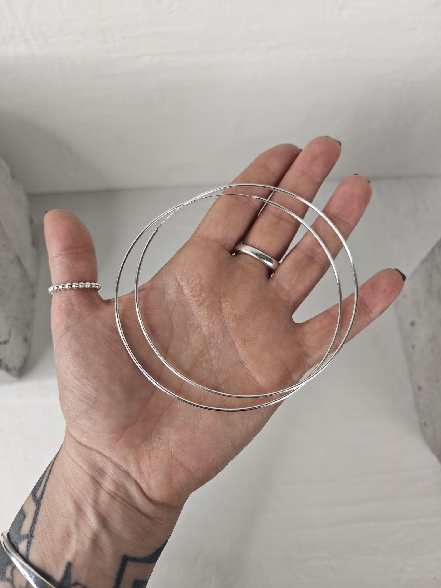 Extra Grosse Creolen 10cm aus Silber 925, XXL Minimalistische Ohrringe