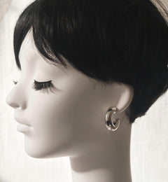 Chunky Creolen aus Silber 925, dicke Statement Ohrringe 30mm, Ohrstecker - CocosyBerlin