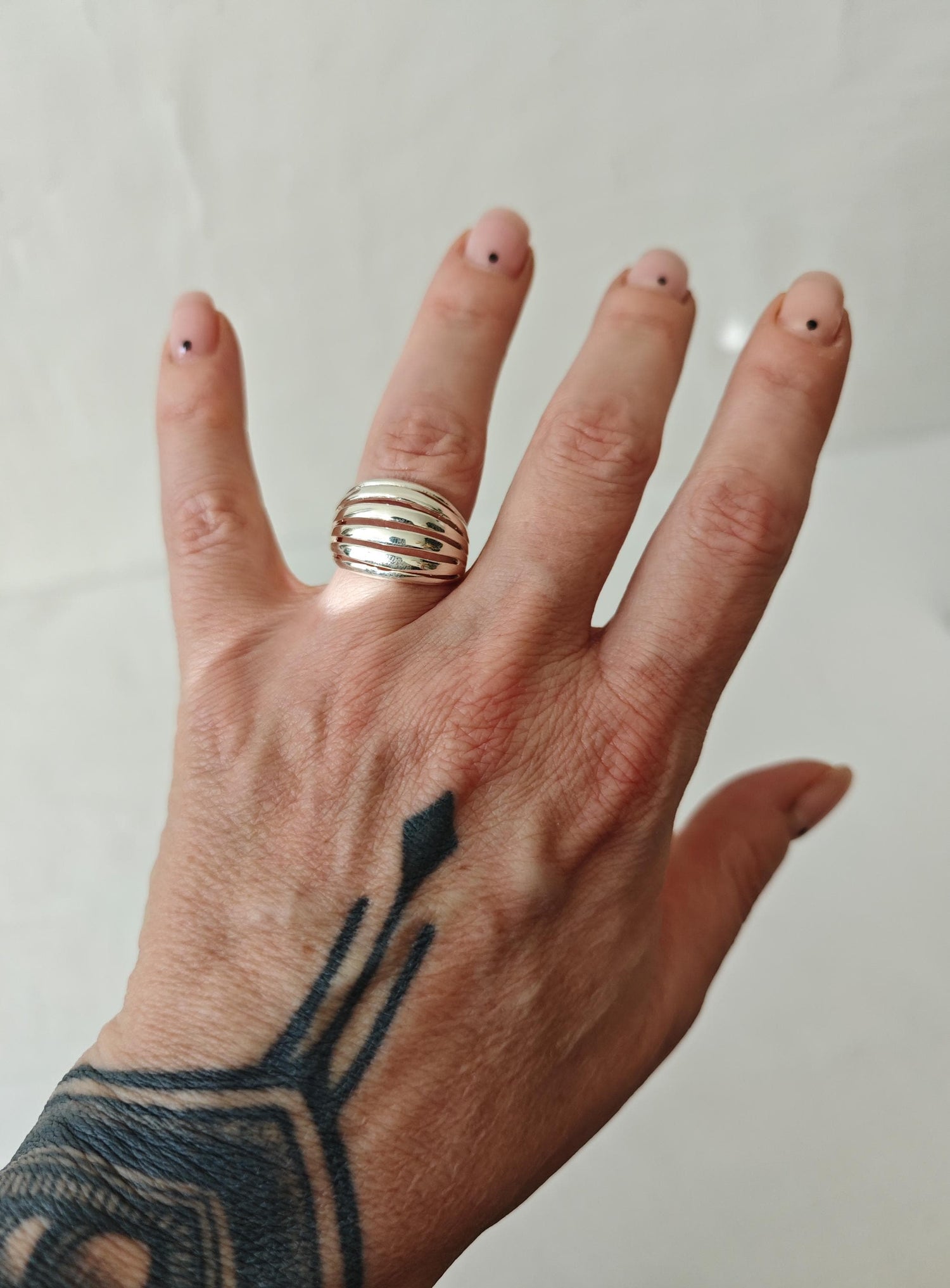 Chunky Statement Ring aus 925 Silber, Handgemachter Minimal Fingerring, Auffälliger Designer Silberring