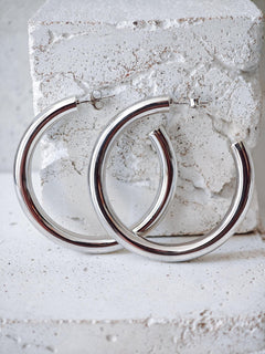 Chunky Creolen aus Silber 925, Breite offene Ohrringe, Dicke minimal Statement Hoops - CocosyBerlin