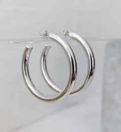 Chunky Creolen aus Silber 925, Breite offene Ohrringe, Dicke minimal Statement Hoops - CocosyBerlin