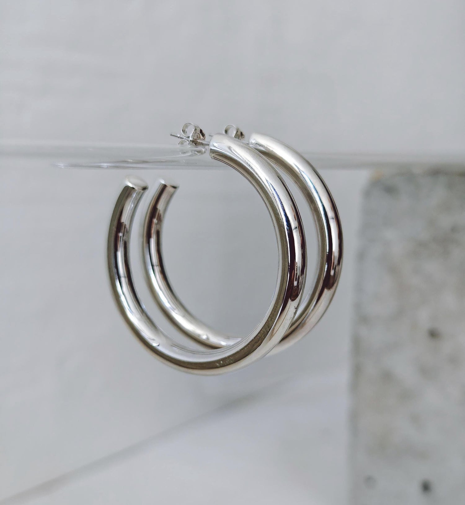 Chunky Creolen aus Silber 925, Breite offene Ohrringe, Dicke minimal Statement Hoops - CocosyBerlin