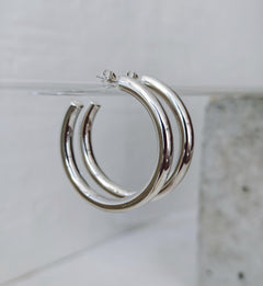 Chunky Creolen aus Silber 925, Breite offene Ohrringe, Dicke minimal Statement Hoops - CocosyBerlin