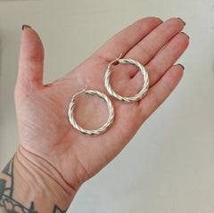 Twisted Chunky Creolen aus 925 Silber, Breite gedrehte Statement Ohrringe, Sterling Silber - CocosyBerlin
