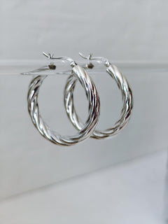 Twisted Chunky Creolen aus 925 Silber, Breite gedrehte Statement Ohrringe, Sterling Silber - CocosyBerlin