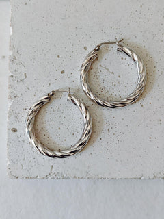 Twisted Chunky Creolen aus 925 Silber, Breite gedrehte Statement Ohrringe, Sterling Silber - CocosyBerlin