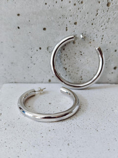Chunky Creolen aus Silber 925, Breite offene Ohrringe, Dicke minimal Statement Hoops - CocosyBerlin