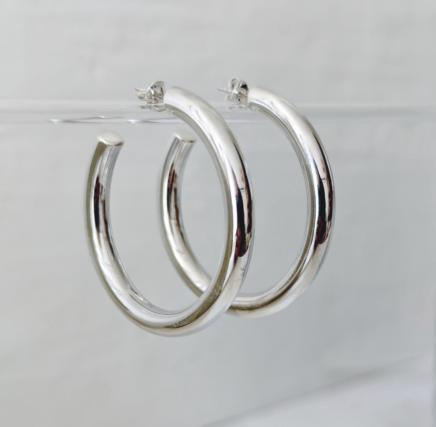 Chunky Creolen aus Silber 925, Breite offene Ohrringe, Dicke minimal Statement Hoops - CocosyBerlin