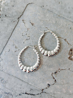 Statement ovale Creolen 925 Silber, Muschel Design Ohrringe, Chunky Shrimp Hoop Ohrringe minimalistisch - CocosyBerlin