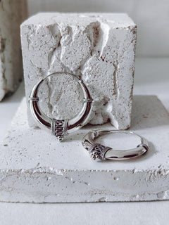 Boho Halbmond Creolen aus 925 Silber, Chunky Sterling Silber Hoop Ohrringe 40 mm, Ethno breite Creolen - CocosyBerlin