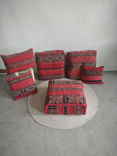 Vintage Pouf aus Marokko, Altrosa Bodenkissen aus Vintage Teppich, Berber Pouf, Moroccan Floor Cushion, Boho Kissenhülle - CocosyBerlin