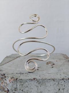 Silberner Oberarmreif aus Messing, versilbert, Silber Boho Festival Armschmuck, Hippie Sommer Schmuck - CocosyBerlin