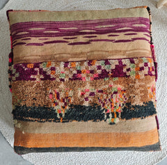 Marokkanischer Vintage Pouf, Berber Bodenkissen, Boho Sitzkissen aus Wolle, handarbeit - CocosyBerlin