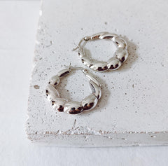 Silber Creolen, Chunky Puffy Hoops, Statement Ohrringe aus 925 Silber - CocosyBerlin