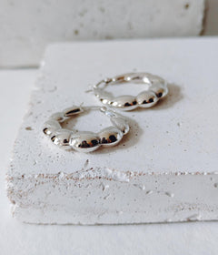 Silber Creolen, Chunky Puffy Hoops, Statement Ohrringe aus 925 Silber - CocosyBerlin