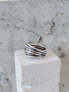 Statement Silber Ring gewickelt, Chunky Wire Wickelring aus 925 Silber - CocosyBerlin