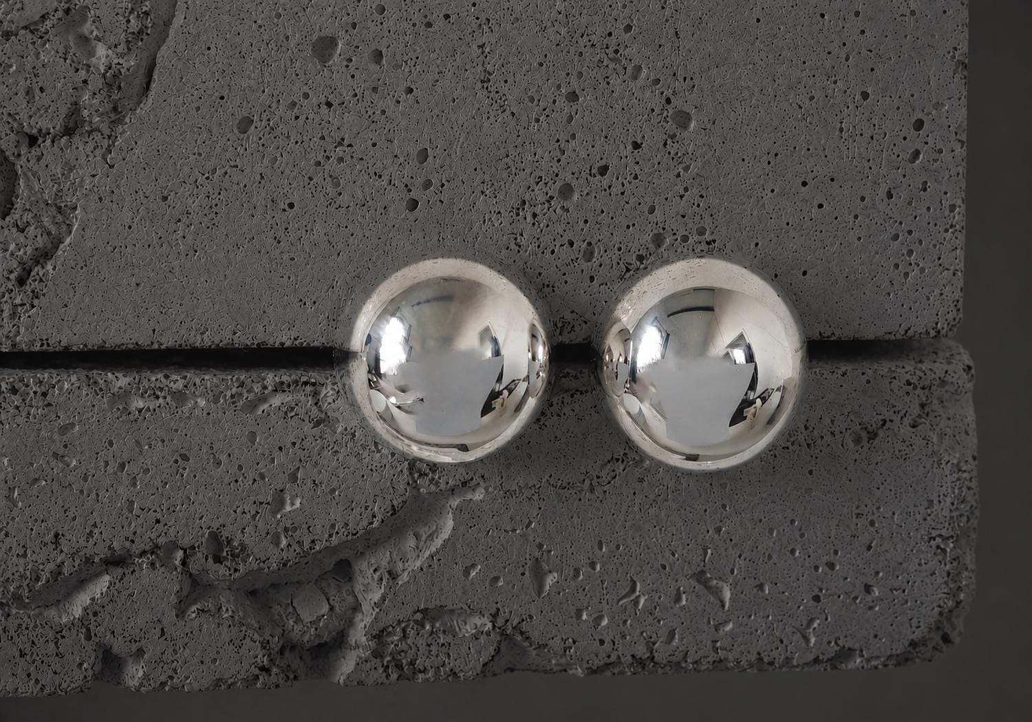 Minimalistische Kugel Ohrstecker aus 925 Silber, Silber Ohrringe 14 mm Kugel, Bubble Ohrringe - CocosyBerlin