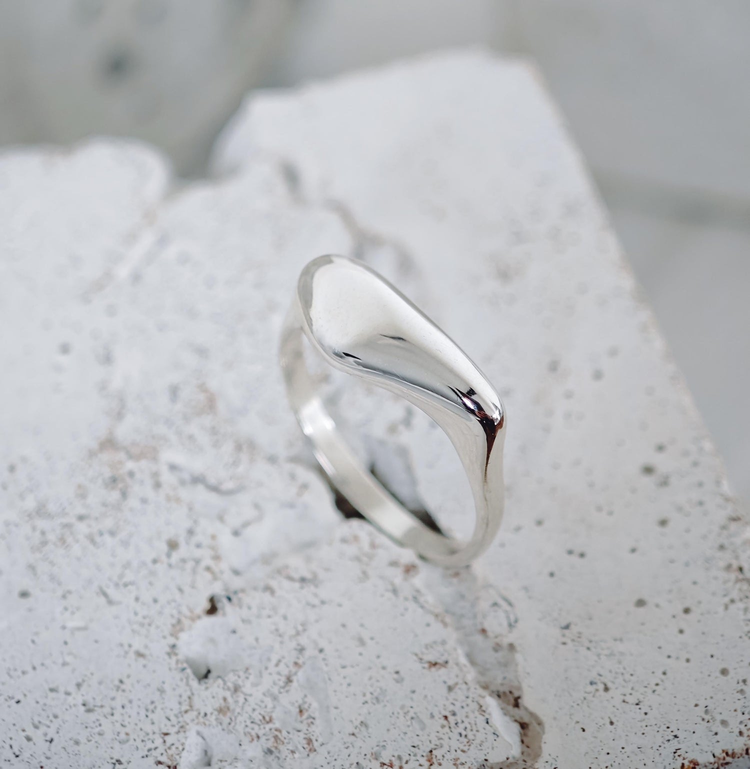 Organischer Ring aus 925 Silber, Y2K Stapel Ring, Fluid Ring, Stacking Ring