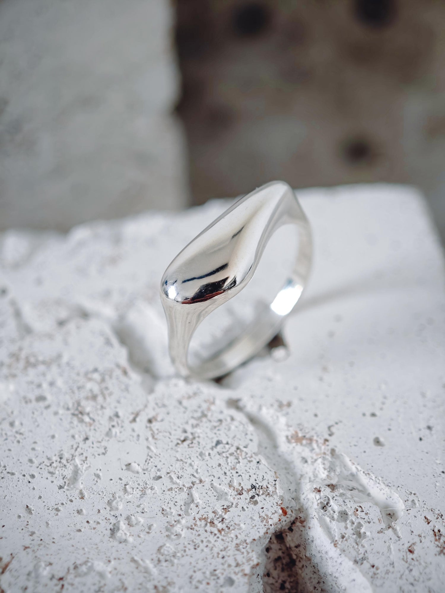 Organischer Ring aus 925 Silber, Y2K Stapel Ring, Fluid Ring, Stacking Ring