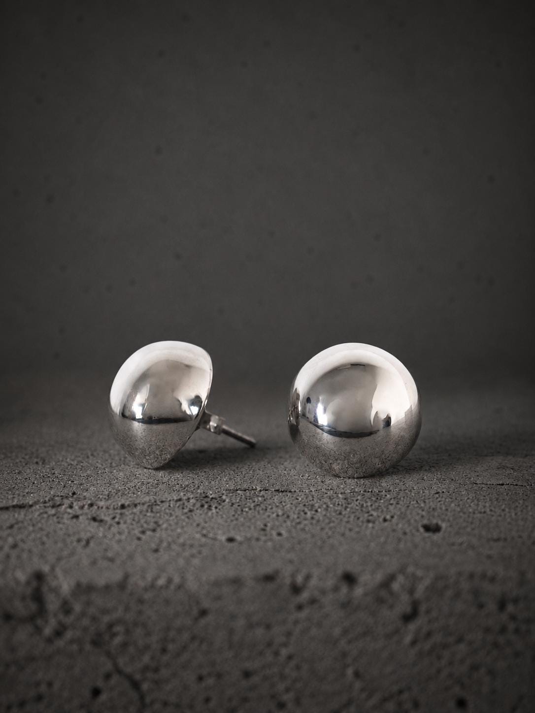 Minimalistische Kugel Ohrstecker aus 925 Silber, Silber Ohrringe 14 mm Kugel, Bubble Ohrringe - CocosyBerlin