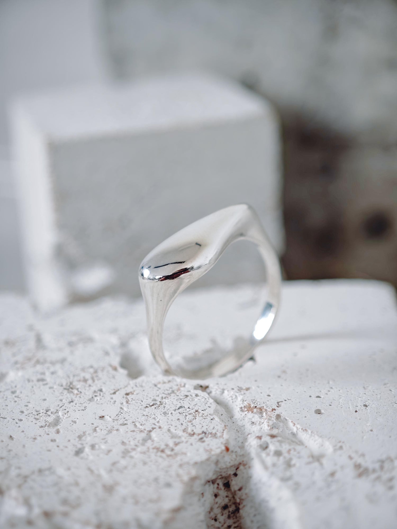 Organischer Ring aus 925 Silber, Y2K Stapel Ring, Fluid Ring, Stacking Ring