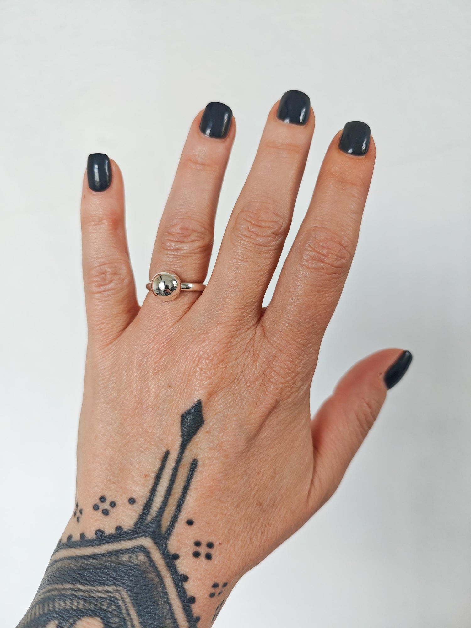 Silber Kugelring, Minimal Halbkugel Ring aus 925 Silber, Ball Ring, Bubble Silver Ring