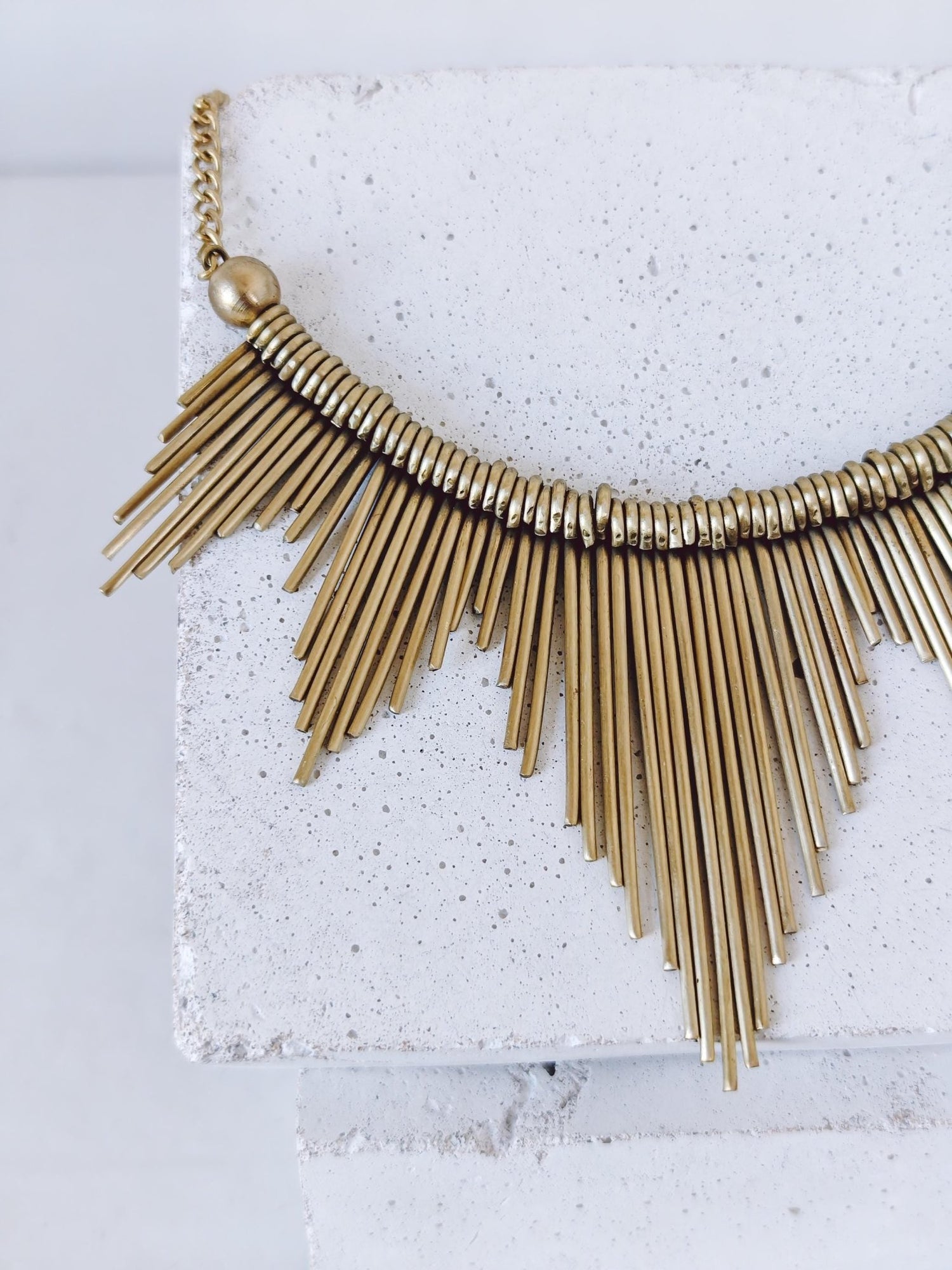 Boho Halskette aus goldenem Messing Sonnenstrahlen Design, Statement Kette / Choker 'Sonne'