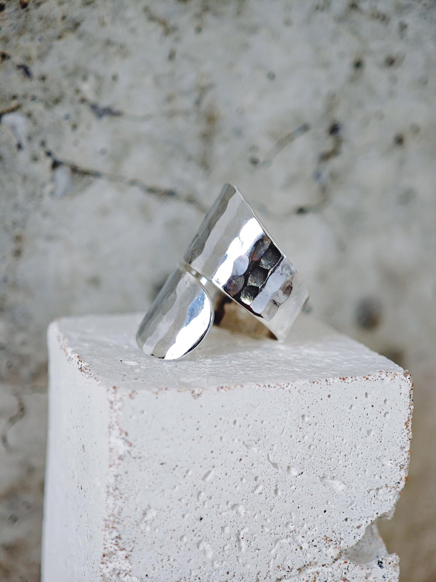 925 Silber Wickelring, Gehämmerter Statement Ring, Hammered Wrap Ring