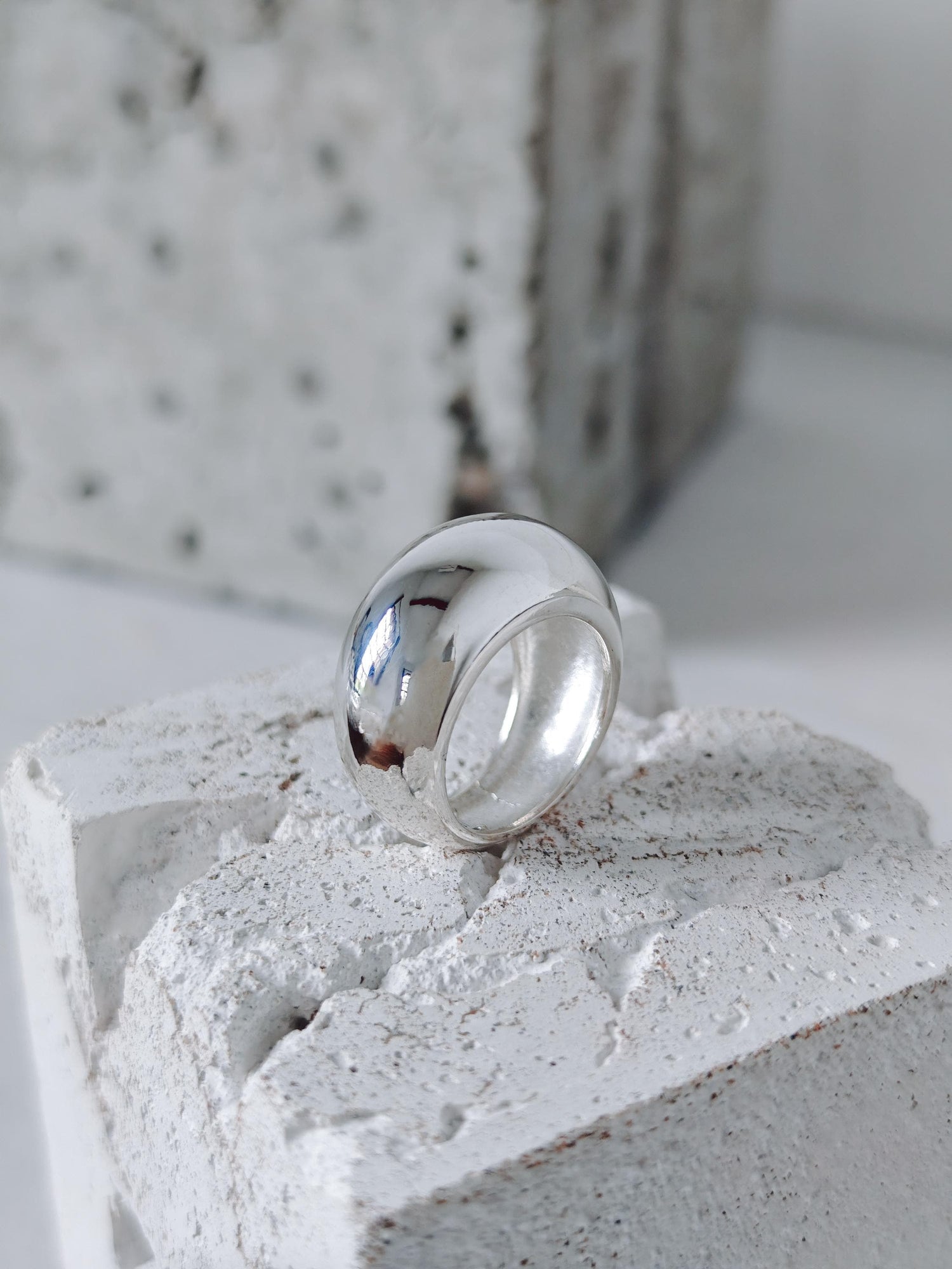 Puffy Statement Ring aus 925 Silber, Chunky Ring, Bold Silver Puffy Ring Minimalististisch
