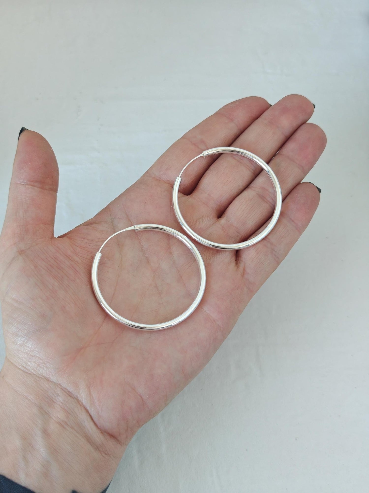Große 925 Silber Creolen 50mm x 3mm, leichte Ohrreifen, Minimalistische Ohrringe, Silbercreolen Hoops
