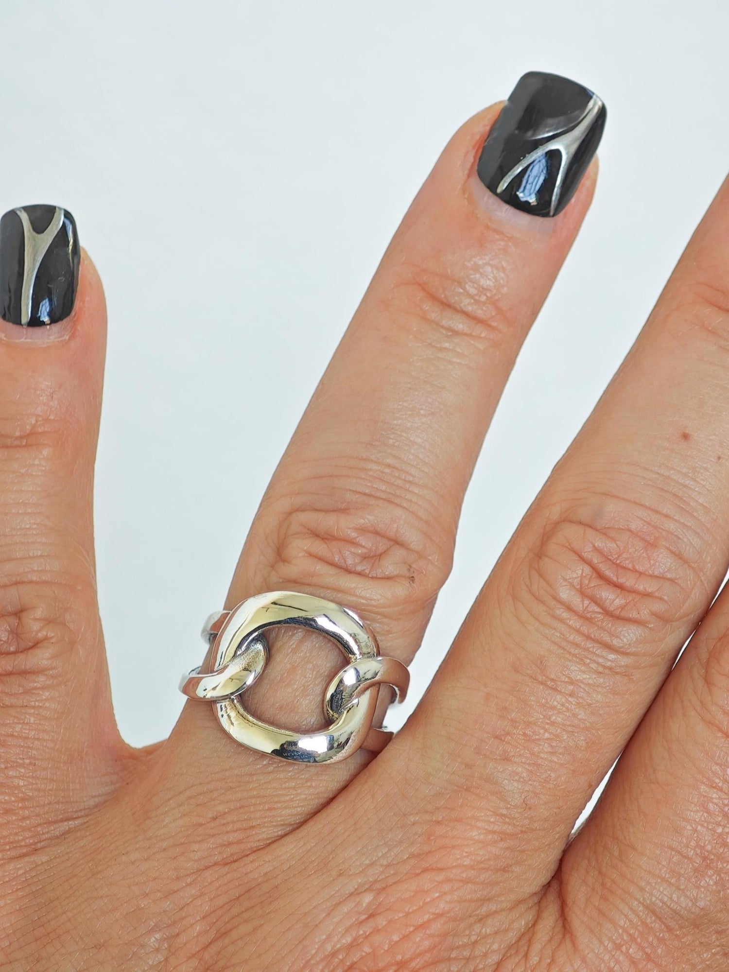 Statement Ring aus 925 Silber, Bold Chunky Ring, Silver Link Chain Ring - CocosyBerlin