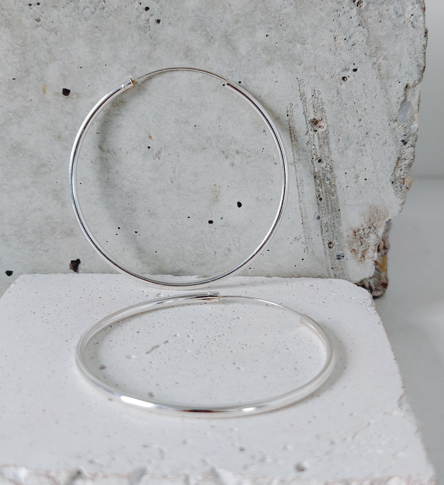 Große XL Creolen Silber 925, Silver Endless Hoops 70 mm