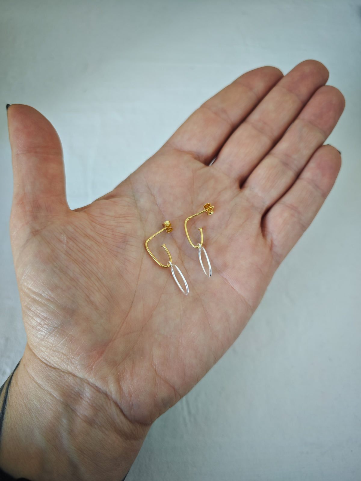 925 sterling silver drop earrings, link chain stud earrings, minimalist paperclip earrings