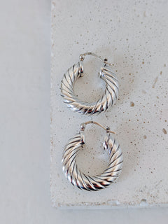 Twist Creolen 925 Silber, Statement Ohrringe, Chunky Hoops 30 mm - CocosyBerlin