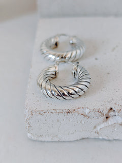 Twist Creolen 925 Silber, Statement Ohrringe, Chunky Hoops 30 mm - CocosyBerlin